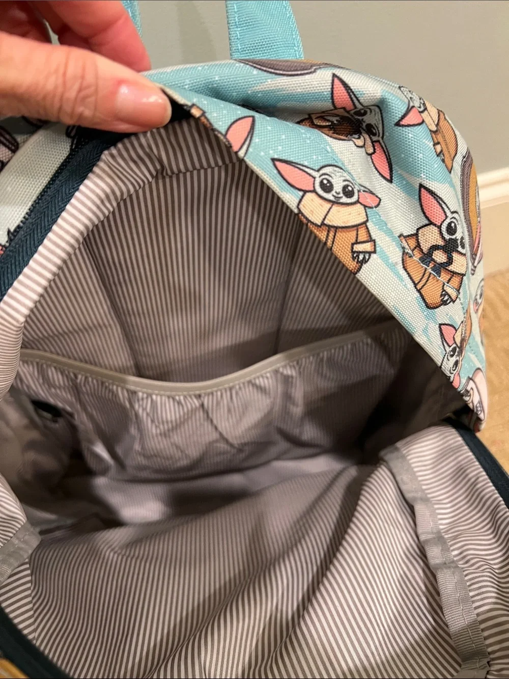 Loungefly Light Blue Grogu Pattern Large Backpack